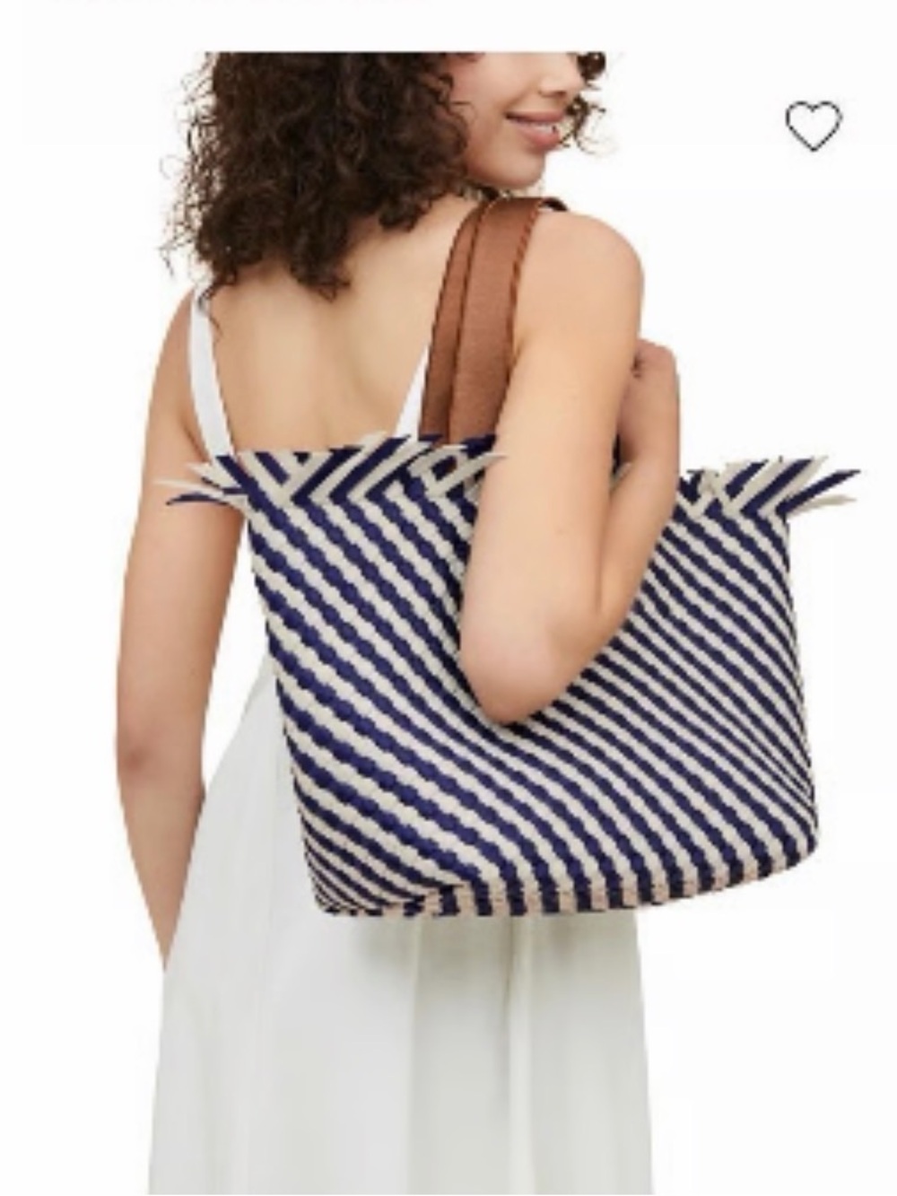NWT Naghedi St. Barths Navy/Cream Medium Woven Neoprene Tote & Pouch & Dust Bag